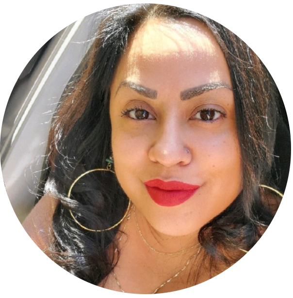 Close-up portrait of woman wearing hoop earrings