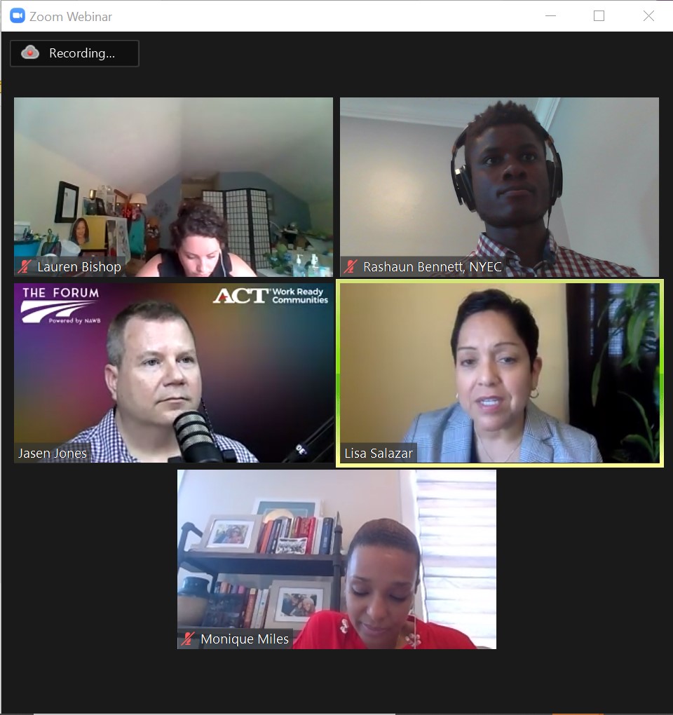 Zoom webinar with five panel participants