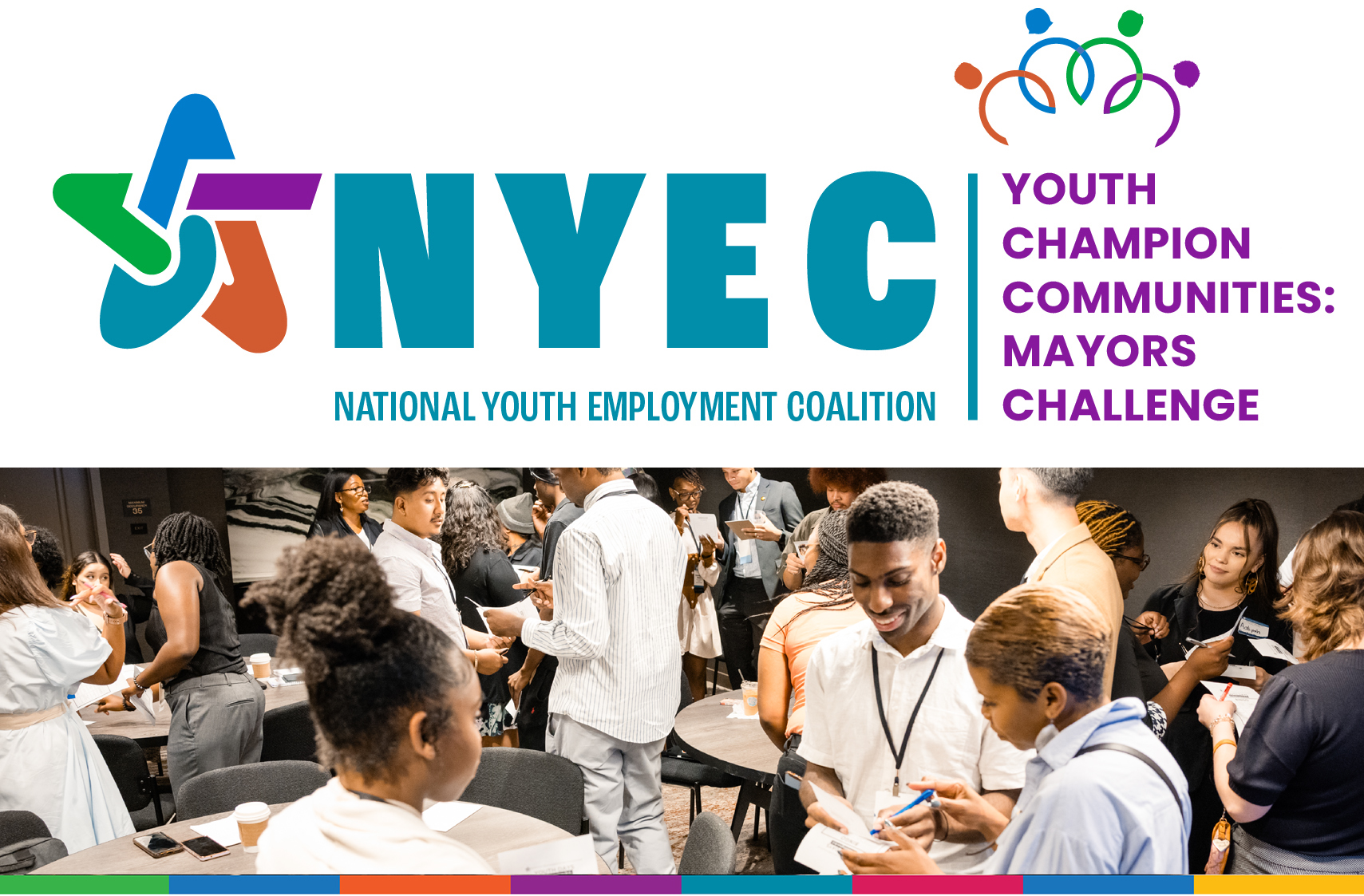 NYEC logo with YCC_MC logo photo of young people interacting at an event