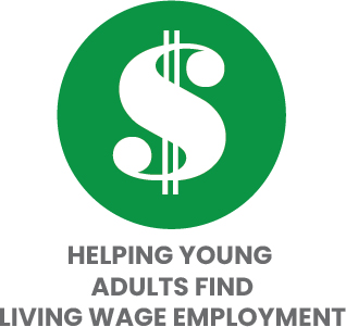 Dollar sign icon promoting living-wage employment