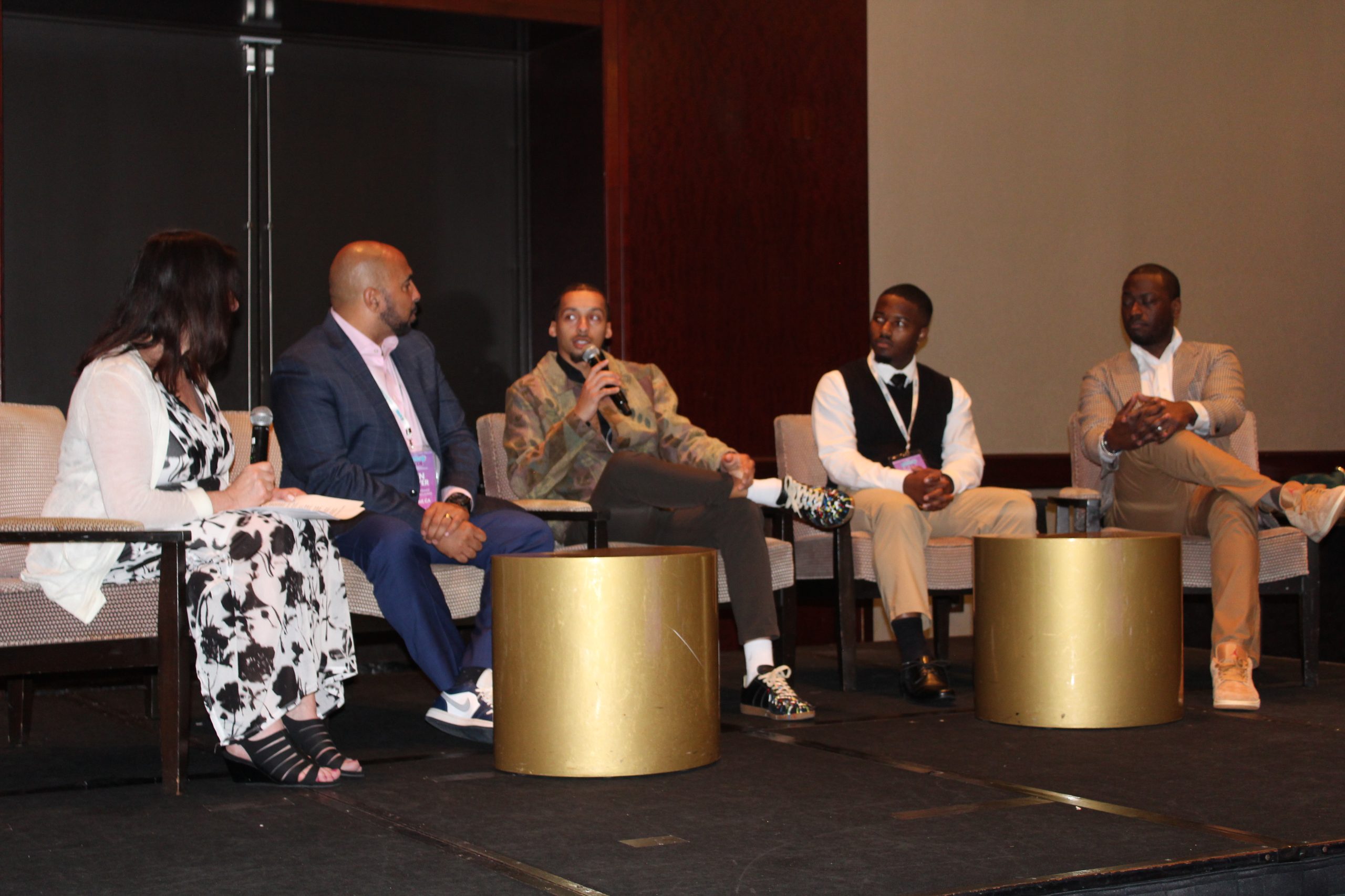 JUMP Leaders Devonte Hudia and Khalil Immanuel Hayes speak at the NYEC forum